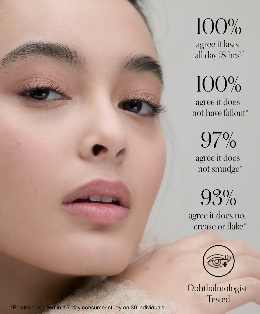 Close-up of a woman wearing natural makeup with soft matte eyeshadow, showcasing Cashmere Matte Eyelights with clean beauty benefits and ophthalmologist tested formula.