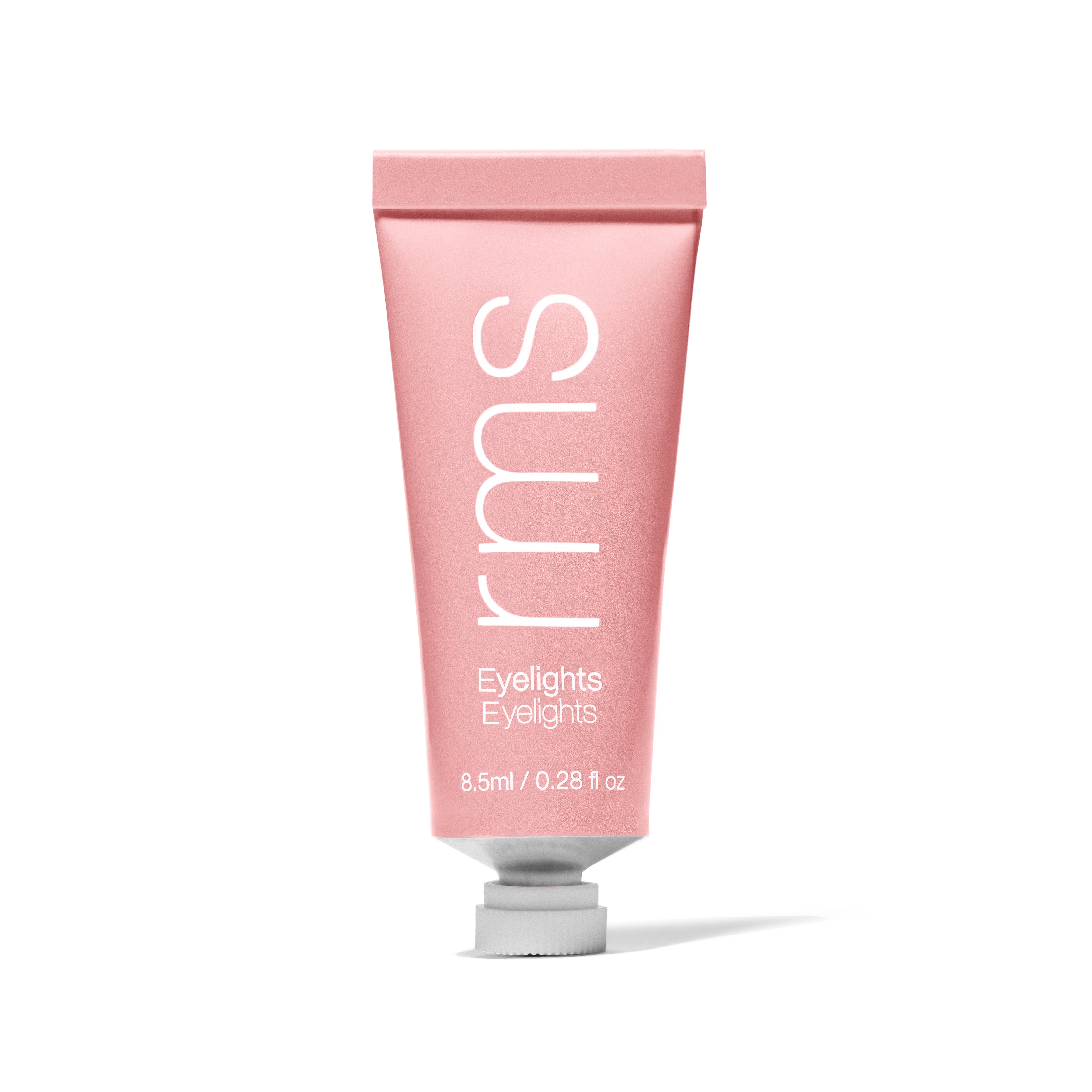 Tube of RMS Beauty Eyelights Cream Eyeshadow in soft pink packaging, featuring clean beauty and natural ingredients for a luminous, skincare-infused makeup look.