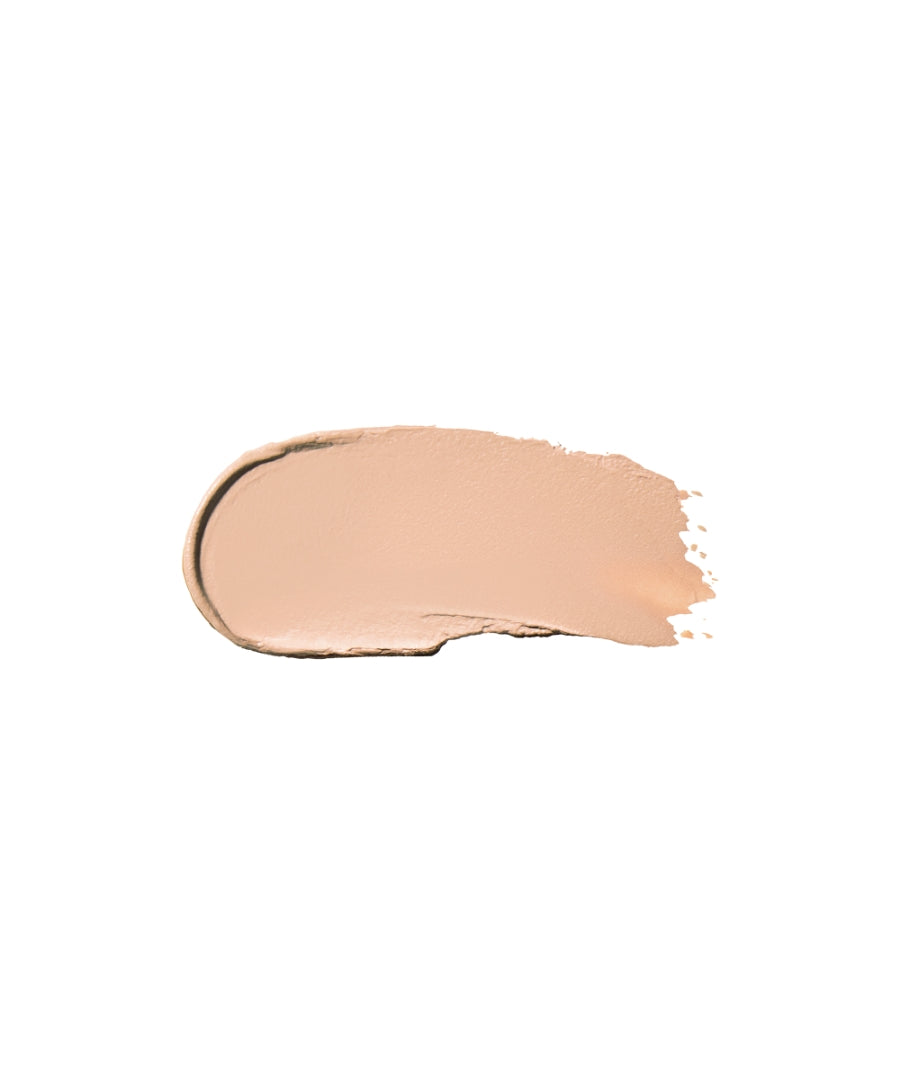 Smooth swatch of neutral taupe shade makeup product showcasing the soft, velvety texture of Cashmere Matte Eyelights for a natural clean beauty look.