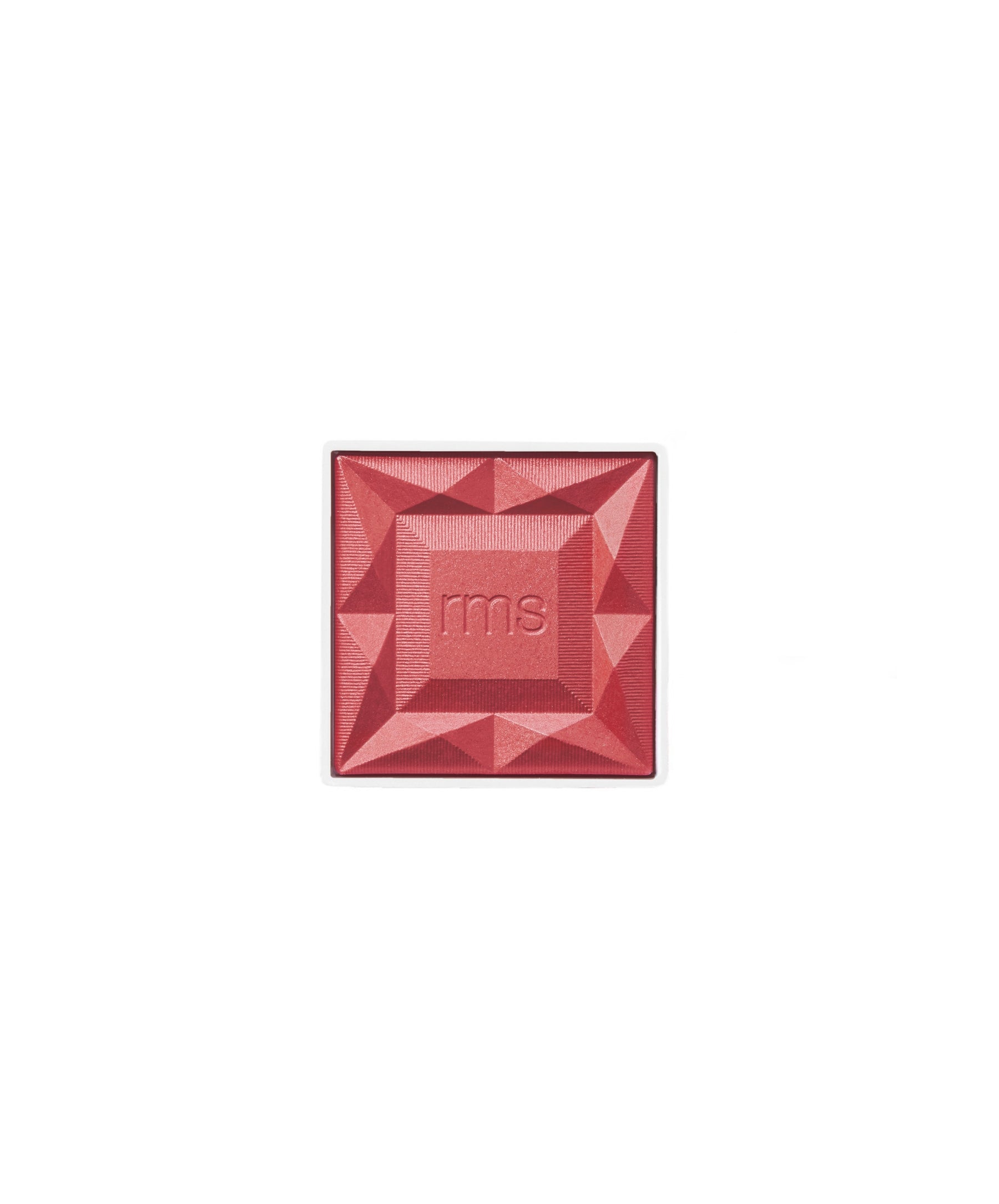 ReDimension Hydra Powder Blush in a vibrant pink shade with a geometric pressed design, featuring natural ingredients and cruelty free makeup by RMS Beauty.